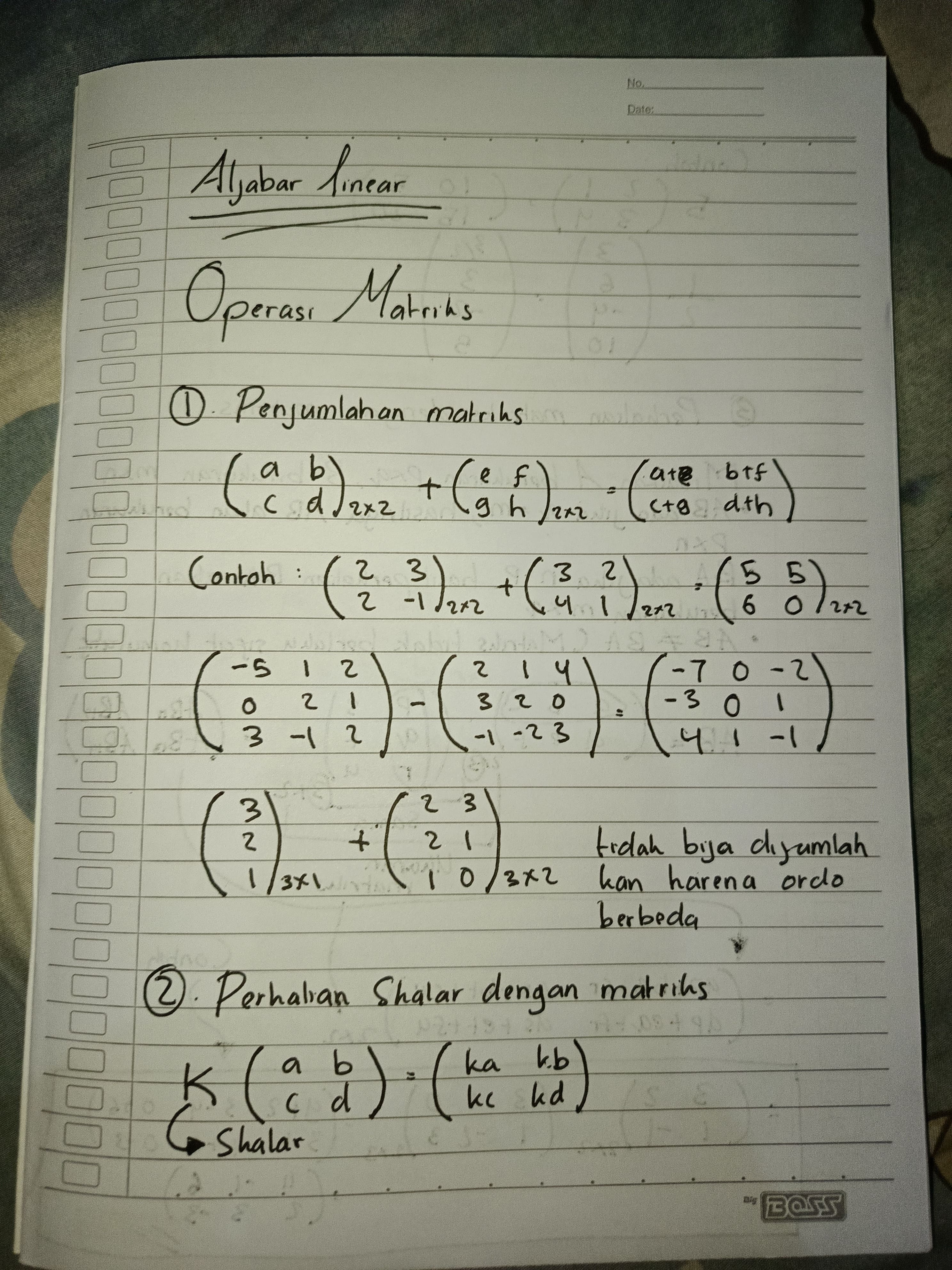 Penjumlahan Matriks